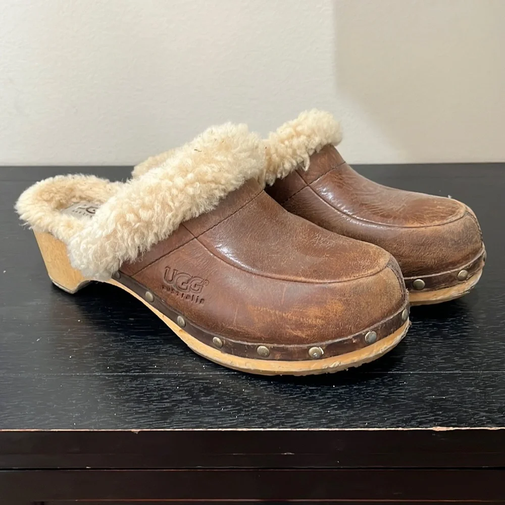 Ugg Leather Clogs with Genuine Sheepskin Lining - Picture 1 of 9